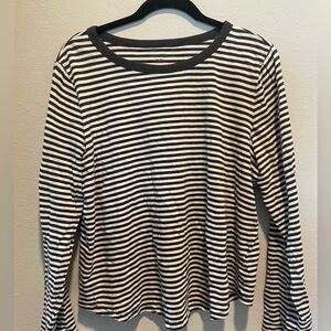 Madewell Black and White Striped Long-Sleeve Tee XL Black Coal